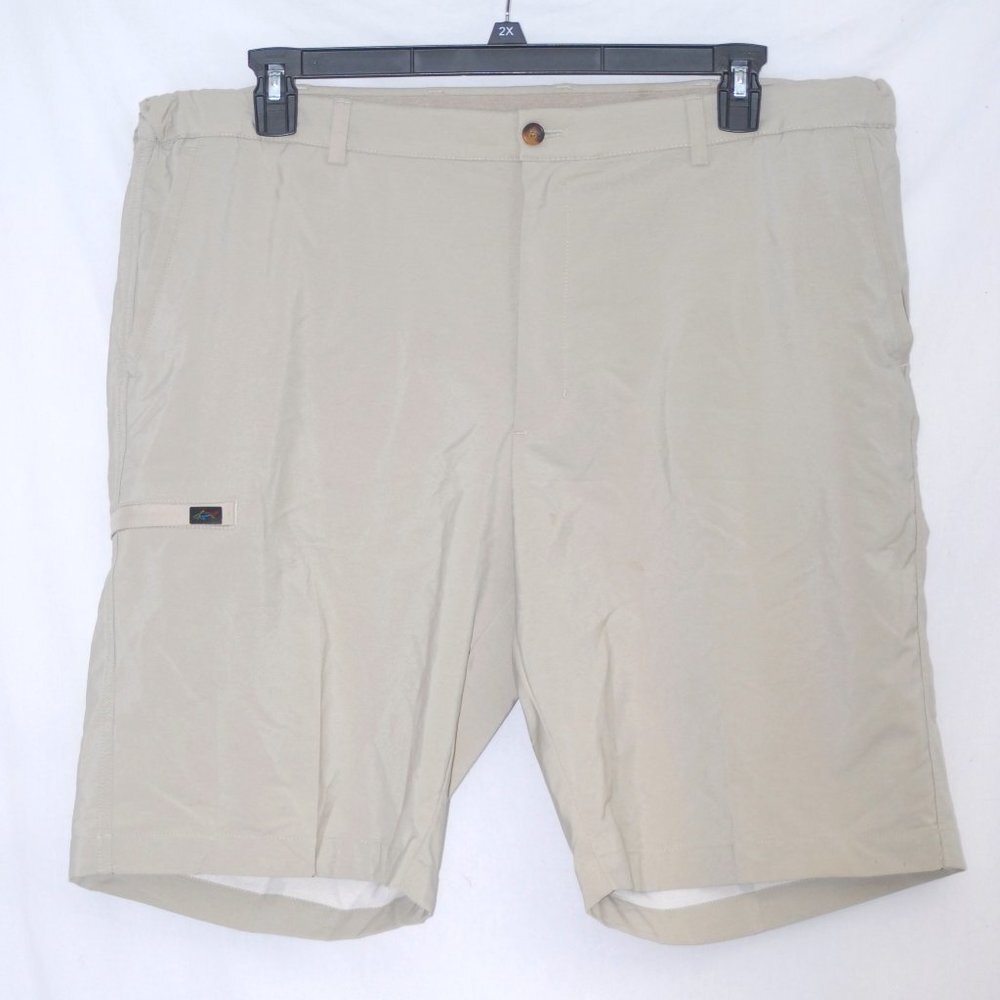 Mens Size 40 Shorts 10” Inseam Greg Norman Light Tan Stretch Waistband Belt Loop